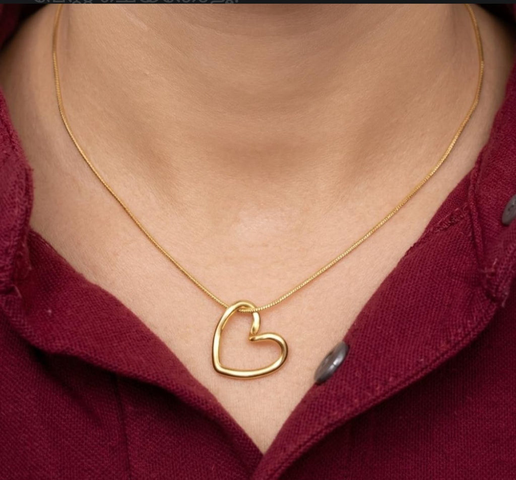 Waterproof 18K Gold PVD Plated Double Layered Heart Necklace - Hypoallergenic & Anti-Tarnish